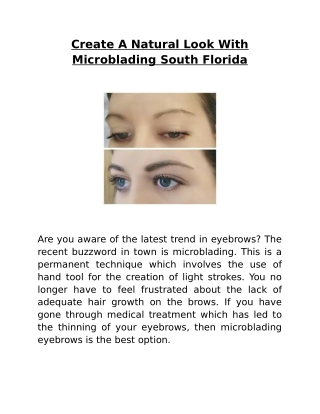Create A Natural Look With Microblading South Florida