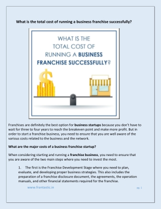 What is the total cost of running a business franchise successfully