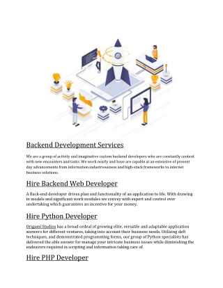 Back End Development Services