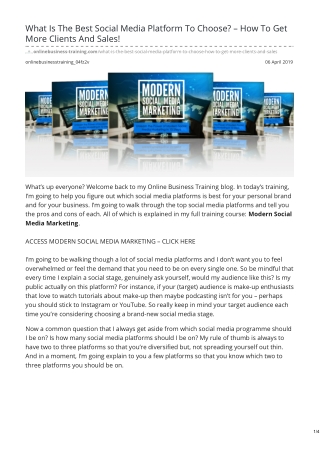 What Is The Best Social Media Platform To Choose? – How To Get More Clients And Sales!