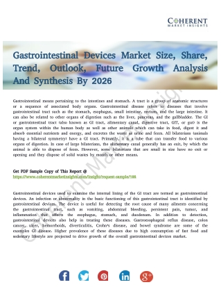 Gastrointestinal Devices Market is Progressing Towards A Strong Growth By 2026