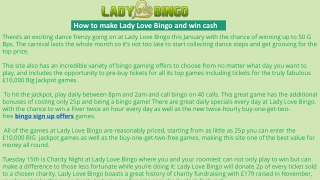 How to make Lady Love Bingo and win cash