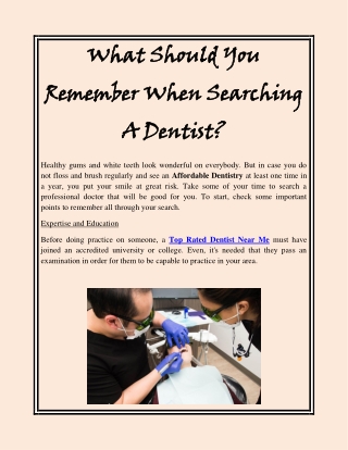 What Should You Remember When Searching A Dentist