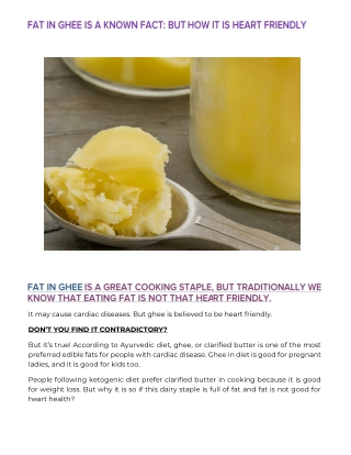 Fat in Ghee is A Known Fact But How It Is Heart Friendly