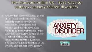 Buy Klonopin online UK – Best ways to suppress anxiety-related disorders