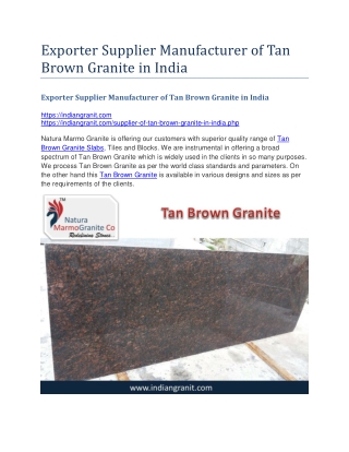 Exporter Supplier Manufacturer of Tan Brown Granite in India