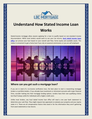 Understand How Stated Income Loan Works