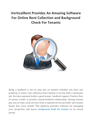 VerticalRent Provides An Amazing Software For Online Rent Collection and Background Check For Tenants