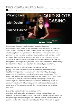 Playing Live with Dealer Online Casino