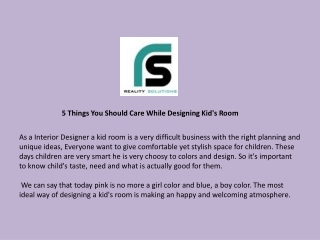5 Things You Should Care While Designing Kid's Room