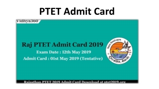 Download PTET Admit Card 2019 - Raj PTET & Pre B.Ed Hall Ticket/प्रवेश पत्र
