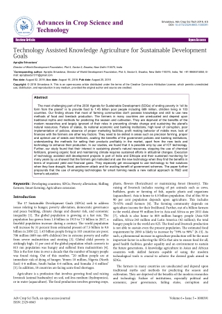 Technology Assisted Knowledge Agriculture for Sustainable Development Goals