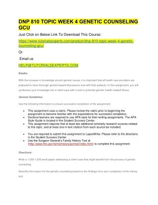 DNP 810 TOPIC WEEK 4 GENETIC COUNSELING GCU