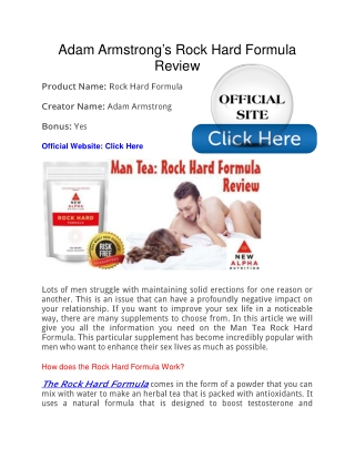 Adam Armstrong’s Rock Hard Formula Free PDF Download