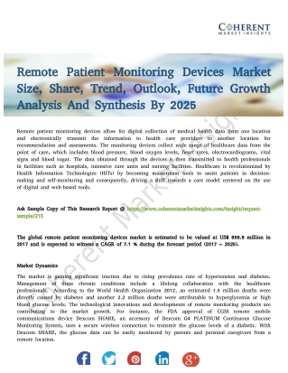 Remote Patient Monitoring Devices Market to Gain a Stronghold by 2025
