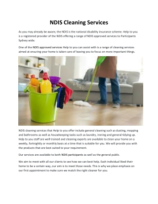 NDIS Cleaning Services