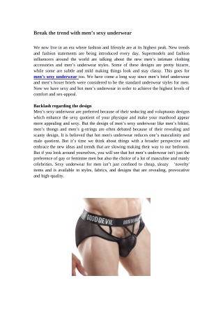 Break the trend with men’s sexy underwear