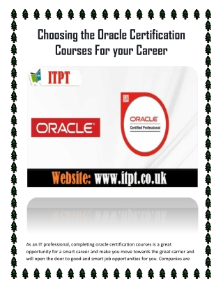 Choosing the Oracle Certification Courses for your Career