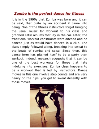 Zumba is the perfect dance for fitness