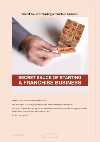 Secret Sauce of starting a franchise business