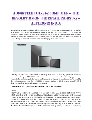 Advantech UTC-542 Computer – The Revolution Of The Retail Industry - Alltronix India