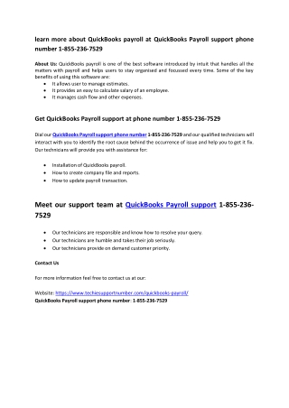 QuickBooks Payroll support phone number 1-855-236-7529 USA AND CANADA