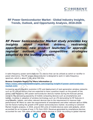 RF Power Semiconductor Market - Global Industry Insights, Trends, Outlook, and Opportunity Analysis, 2018-2026