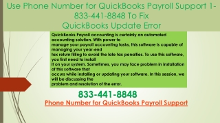 Phone Number for QuickBooks Payroll Support 1-833-441-8848