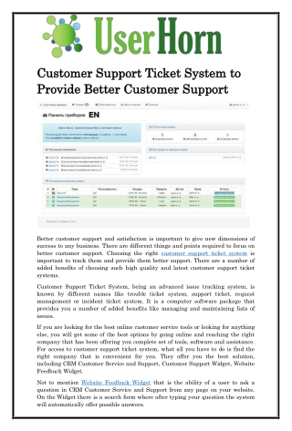 Customer Support Ticket System to Provide Better Customer Support