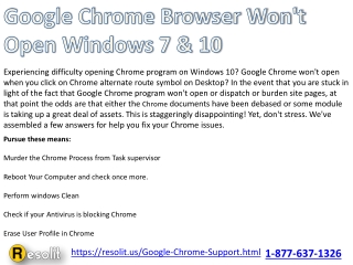 Google Chrome Browser Won't Open Windows 7 & 10