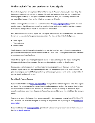 Walkercapital - The best providers of Forex signals
