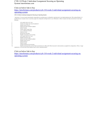 CYB 110 Week 2 Individual Assignment Securing an Operating System//tutorfortune.com