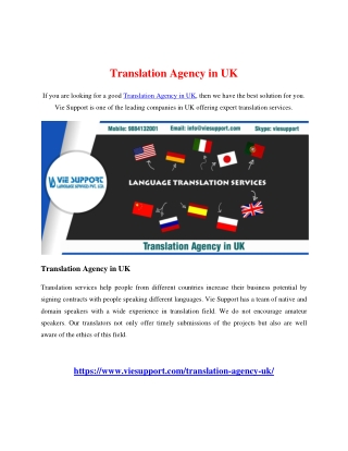 Translation Agency in UK