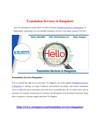 Translation Services in Bangalore