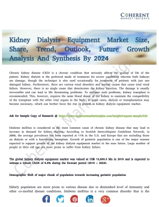 Kidney Dialysis Equipment Market Current and Future Scenario of The Market