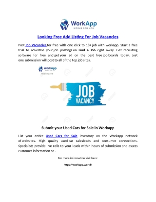 Looking Free Add Listing For Job Vacancies