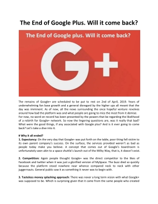 The end of google plus. will it come back