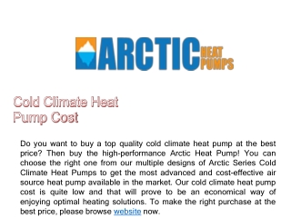 Best Cold Climate Heat Pump Cost
