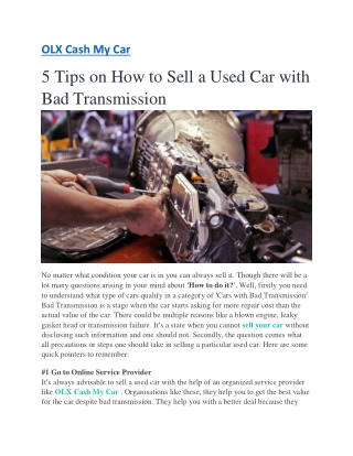 5 Tips on How to Sell a Used Car with Bad Transmission