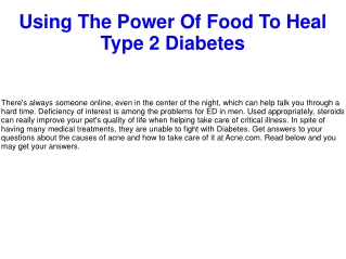 Using The Power Of Food To Heal Type 2 Diabetes