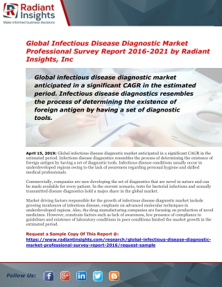 Infectious Disease Diagnostic Market | Top Manufacturers, Consumption, Growth and Forecast To 2021