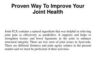 Proven Way To Improve Your Joint Health