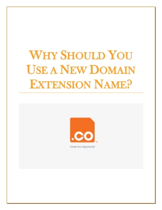 Why Should You Use a New Domain Extension Name?