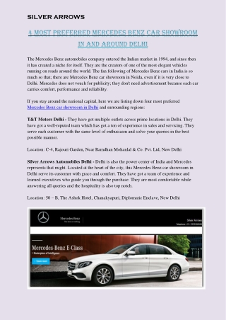 4 Most preferred Mercedes Benz Car Showroom in and Around Delhi