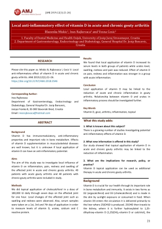 Local anti-inflammatory effect of vitamin D in acute and chronic gouty arthritis