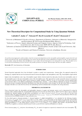 New Theoretical Descriptor for Computational Study by Using Quantum Methods