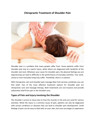 Chiropractic Treatment of Shoulder Pain