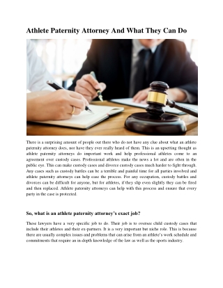 Athlete Paternity Attorney And What They Can Do