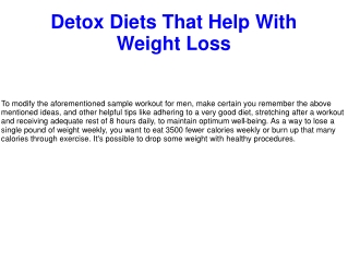 Detox Diets That Help With Weight Loss