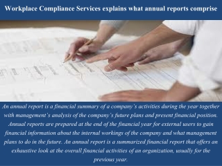 Workplace Compliance Services explains what annual reports comprise